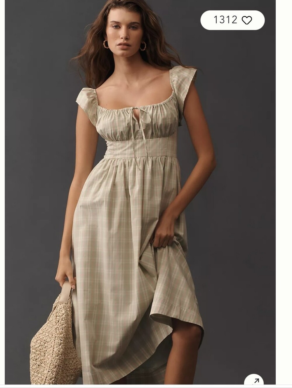 Anthropologie Flutter Sleeved Square Necked Dress